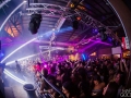 Retractable roof over event space