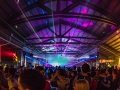 Retractable roof over event area