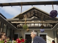 Retractable patio enclosure on restaurant