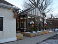 Restaurant patio with retractable structure