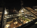 Arial view of retractable roof system on a restaurant patio
