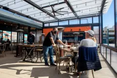 Restaurant with fixed polycarbonate roof