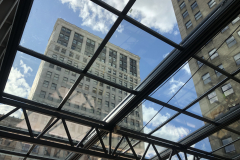 Glass roof on restaurant patio