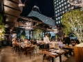 Restaurant patio with retractable roof