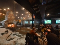 Frameless glass walls on restaurant patio structure